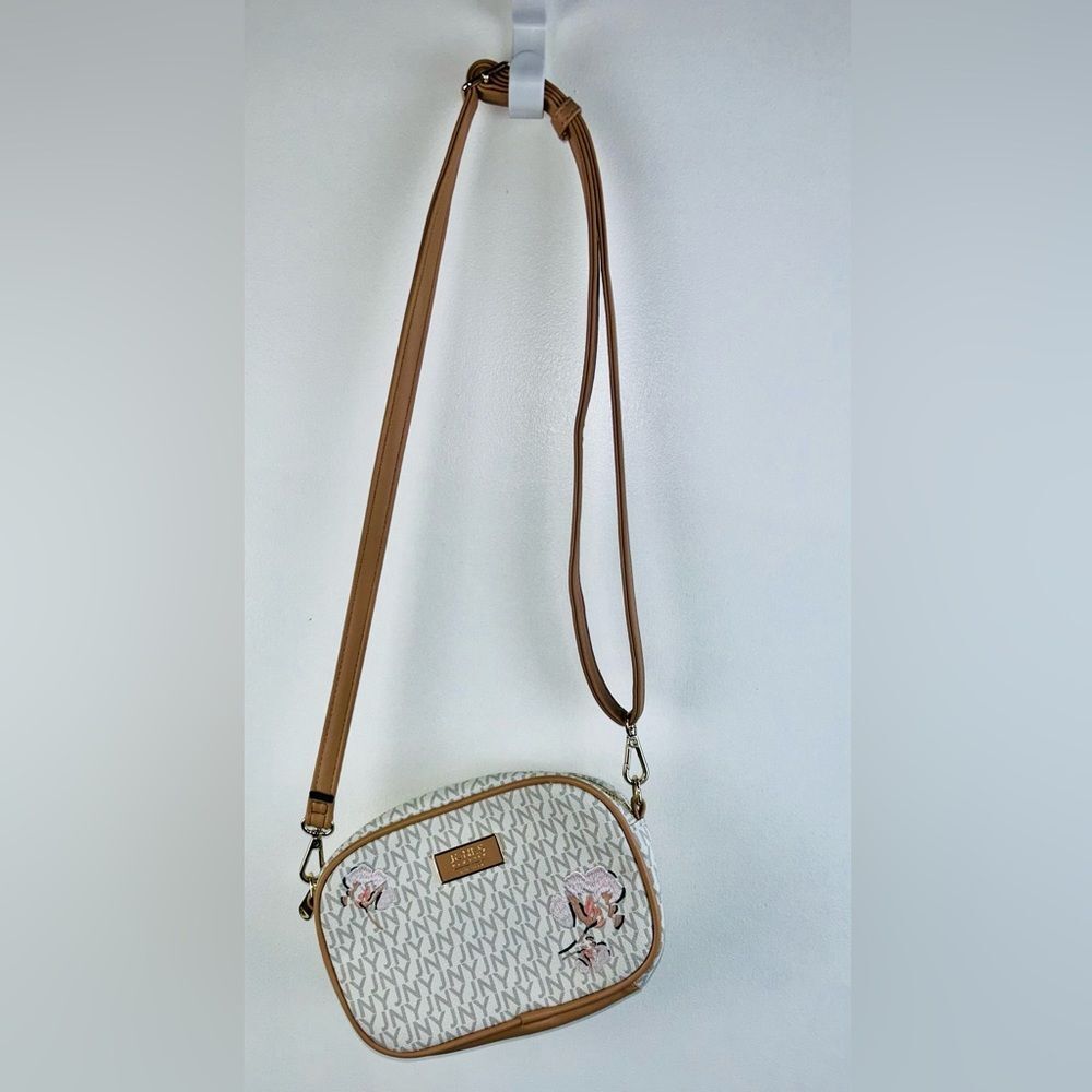 Jones New York Signature Crossbody Shoulder Camera bag Stone White Floral